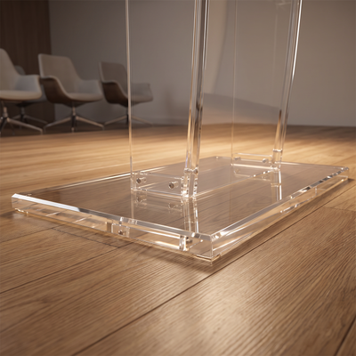 Transparent Acrylic Podium Stand Free Standing Church Pulpit for Speech Wedding