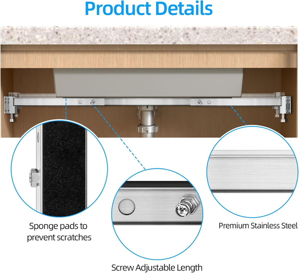 Undermount Sink Brackets Stainless Steel  for Kitchen Sink Support 71-100cm AU