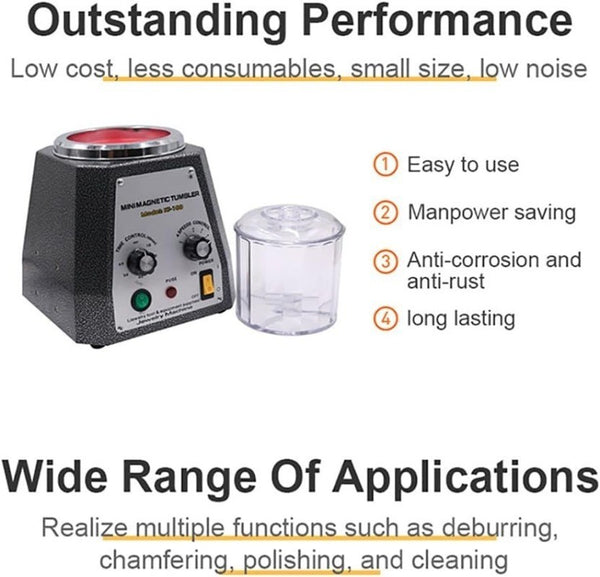 Magnetic Rotary Tumbler Polisher Jewelry Polisher Finishing Machine With Timer