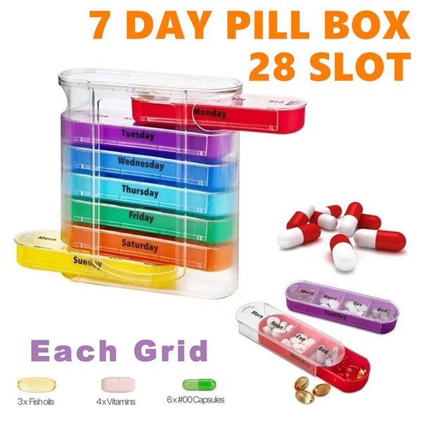 Weekly Daily Pill Box Organiser Tablet Medicine Holder Storage Dispenser 7 Days