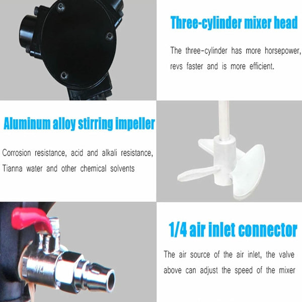 5 Gallon Pneumatic Paint Mixer Air Agitator for Viscous Liquid Ink Dye Chemicals