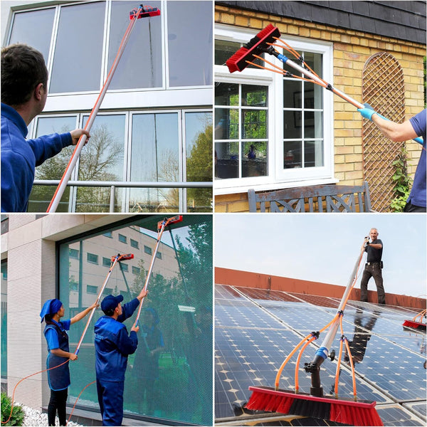 5m/7m Solar Panel Brush Cleaning Kit Spray Water Fed Pole Window Glass Washing