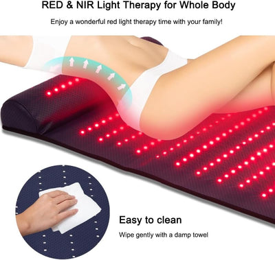 Red Light Therapy Mat Infrared HeatPad w/3D Neck Support Gifts 660nm+850nm