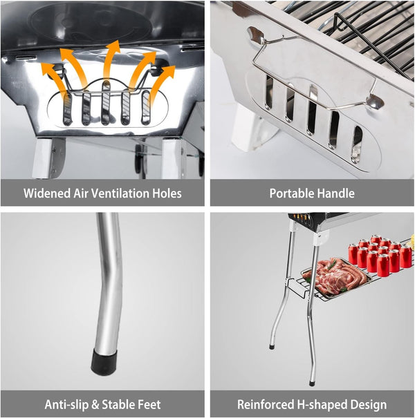 Outdoor Stainless Steel Charcoal Grill Barbecue Tool Folding Cooking Stove