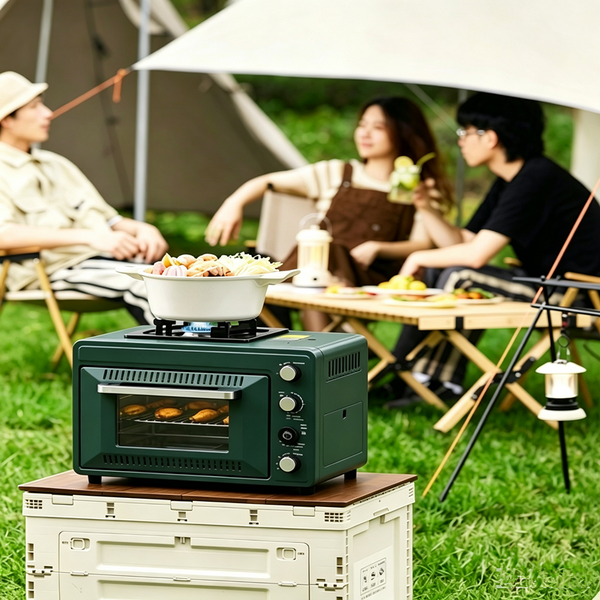 2-in-1 Outdoor Oven Portable Camping Cooking Stove Butane Canister Compatible