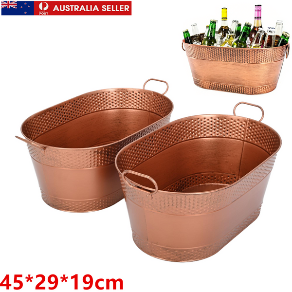 2pcs Beverage Tub Wine Champagne Bucket Cooler Drinks Cooler Vintage Copper AU