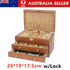 3Tier Wooden Jewelry Box Storage Cabinet Organizer For Necklaces Earrings w/Lock