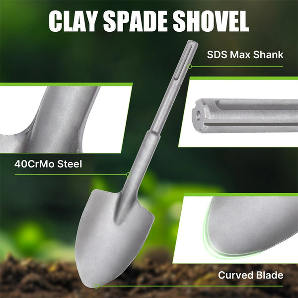SDS-Max Clay Spade Alloy Steel Shovel Bit for Construction Trenching Landscaping