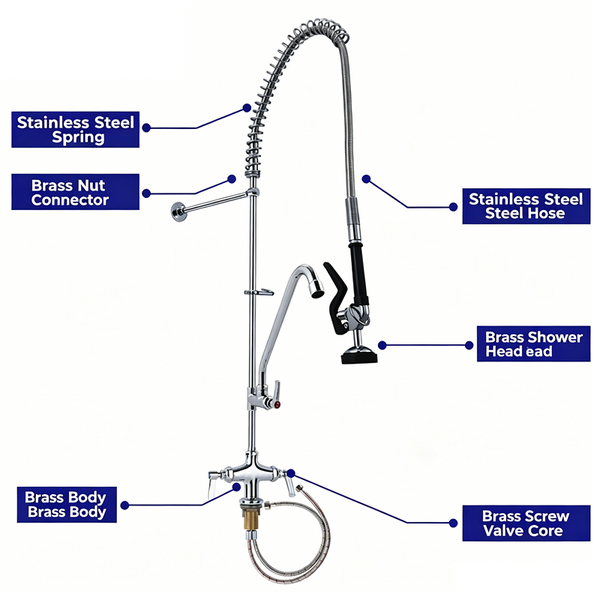 47" Commercial Pre-Rinse Sprayer High Pressure Washing Kitchen Sink Faucet AU