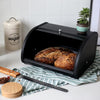 Metal Bread Bin Loaf Box Kitchen Food Storage Containers with Roll Top Lid