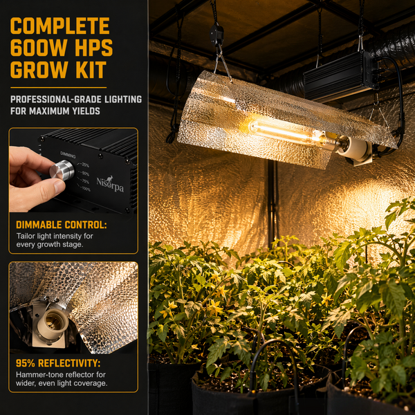 Hydroponics 600W Digital Ballast Wing Reflector HPS Lamp Grow Lighting Kit