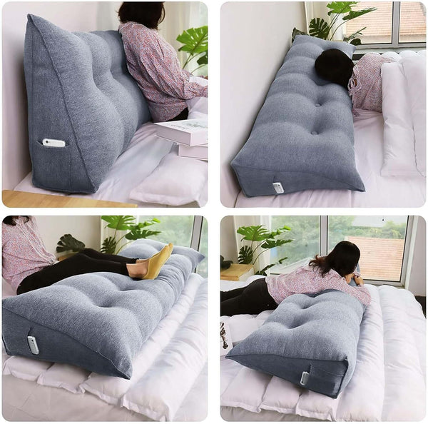 120/150cm Wedge Pillow Headboard Triangular Reading Pillow Detachable & Washable