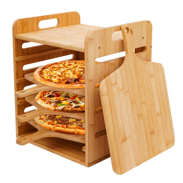 13" Pizza Rack Wooden Pizza Peel Rack  4 Tier Non-Stick Pizza Paddle Pizza Board