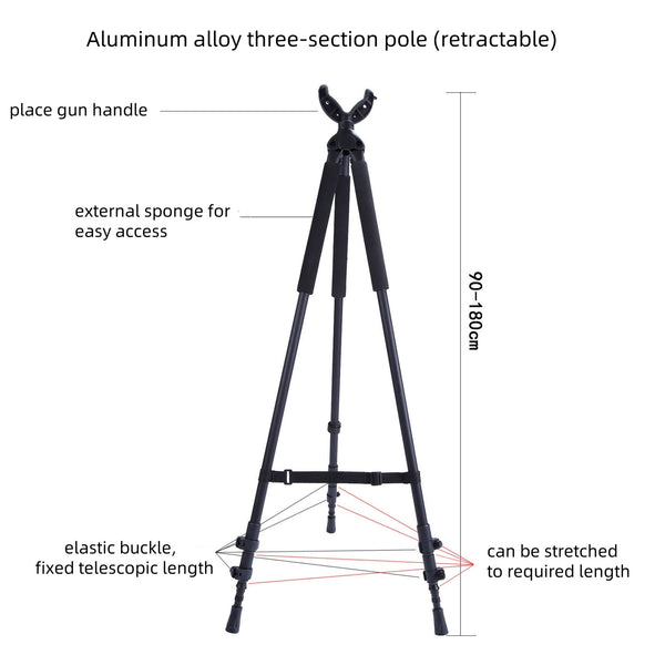 90-180cm Gun Shooting Tripod Stick Telescopic Aluminum Hunting Accessory