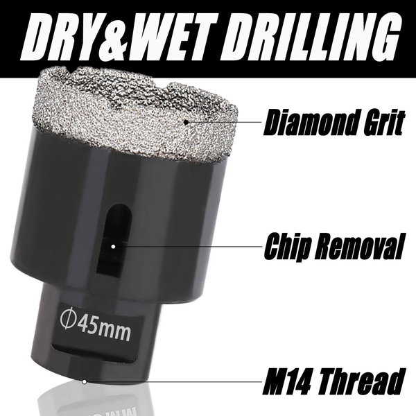 10Pcs M14 Thread Diamond Dry Drill Bit Vacuum Brazed Drilling Core Bits Set AU