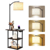 Standing End Side Table Floor Lamp 3-Tier Storage Shelves with Charging Station