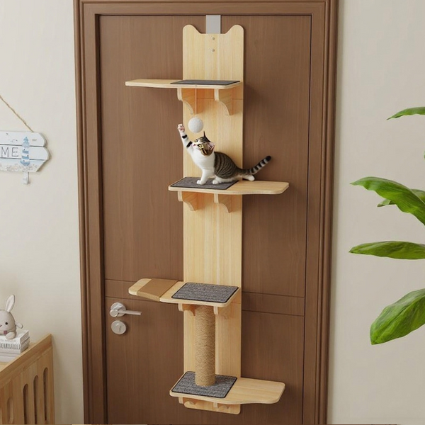 Door Hanging Cat Shelf 4-Levels Cat Tree Door Mounted Cat Climber for Indoor Cat