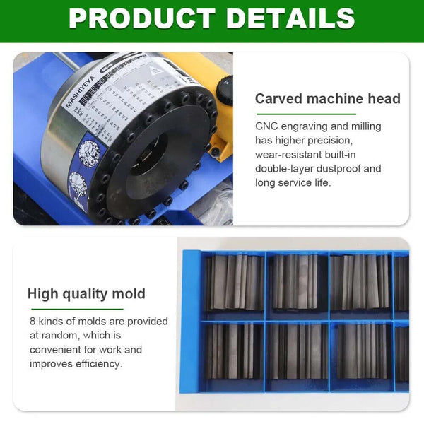 Manual Hydraulic Hose Crimping Machine10-45mm Heavy Duty Hose Pipe Crimper+8Dies