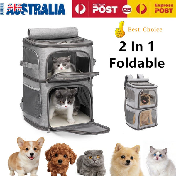 Double Compartment Pet Carrier Backpack for Small Cats and Dogs Cat Travel Bag
