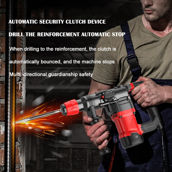 Electric Rotary Hammer Drill Demolition Jack Hammer Kit With Chisels Drill+SDS