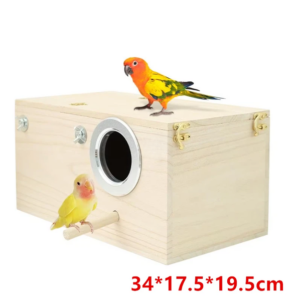 Oversized Bird Nest Breeding Box Parakeet Budgie Cockatiel Nesting Window Wooden