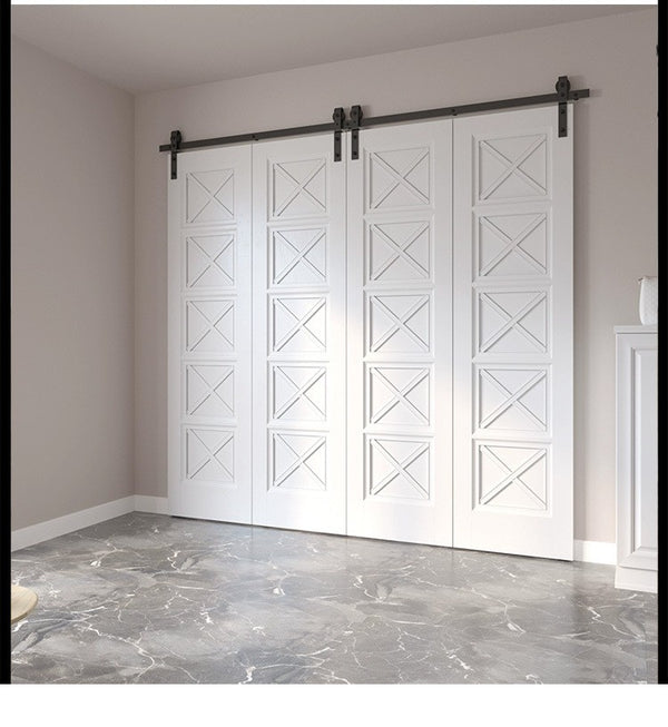 6FT Barn Door Hardware Closet Track Kit 4 Door Gear Set 150kg Barn Door Track