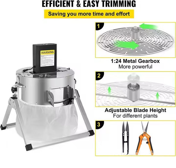 19" Electric Bud Trimmer Wet Dry Hydroponic Cutting Machine Plant Bud Leaf Trim