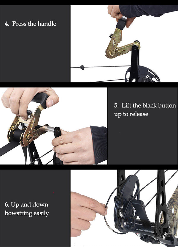 Portable Bow Press Ratchet Compound Bow Open Repair String Changer Archery Tool