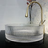 Bathroom Basin Round Glass Vanity Basin Above Counter Transparent Hand Wash Bowl