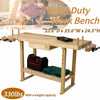 Heavy Duty Wood Workbench with Adjustable Handle & Storage for Garage Workshop