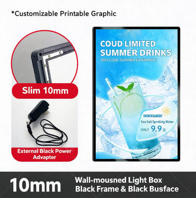 A1 LED Light Box Black Frame MAGNETIC Slimline Display Poster Waterproof Sign