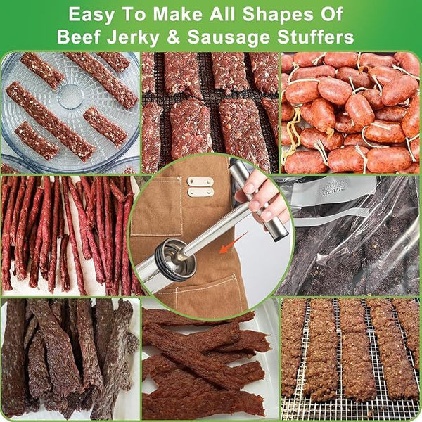 Beef Jerky Gun Beef Stick Maker Sausage Cannon Kit w/Cleaning Tool Stainless