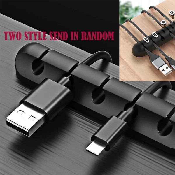 5 Clips USB Charge Cable Holder Desk Cable Clips Organizer Cord Management