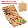 Bamboo Cheese Cutting Board Knife Gift Set Wooden Snack Serving Tray Foldable