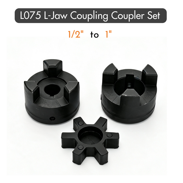L075/L095 1/2" to 1" Flexible L-Jaw Coupling Coupler Set HT250 Cast Iron