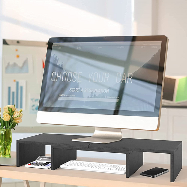 Dual Monitor Stand Riser 2 Monitor Desktop Organizer Adjustable Angle And Length