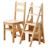 4in1Wooden Folding Library Ladder Chair Multifunctional Step Stool Display Stand