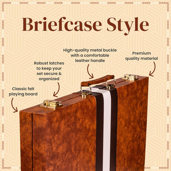 18 inch Premium Backgammon Board Game Set Large Classic Board Game Case Gifts