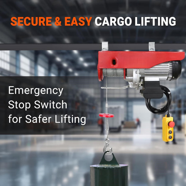 800kg Electric Hoist Winch 10m/min Electric Lift with Remote Control  Rope Tool