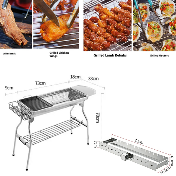 Outdoor Folding BBQ Grill Stove Charcoal Picnic Camping & Automatic Rotary Grill