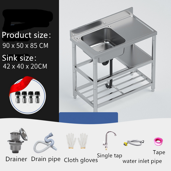 Free Standing Utility Sink w/Faucet Restaurant Kitchen Single Bowl Sink w/Faucet