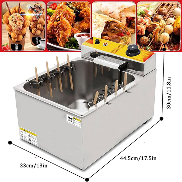 Commercial Electric Deep Fryer 12L Cheese Hot Dog Fryer Corn Dogs&Chip Cooker