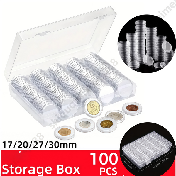 100pcs Storage Box Case Capsules Holder Clear BOX 17/20/27/30mm (only box)