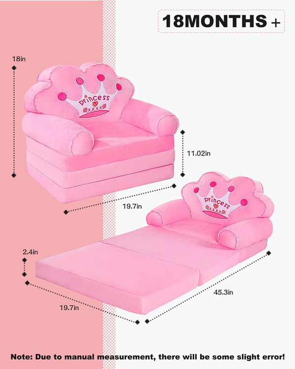 Foldable Kids Couch Children Sofa Bed Princess Chair Toddler Chair Playing Sofa