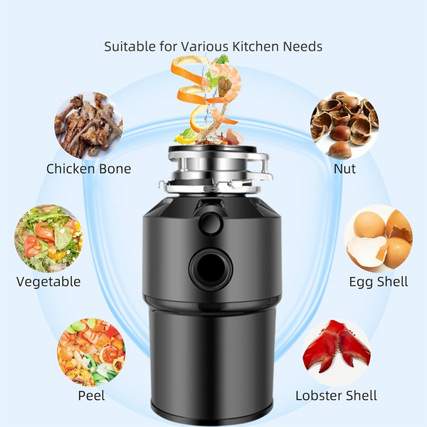 750W Kitchen Food Waste Garbage Disposer with Remote Control Air Switch 2000ML