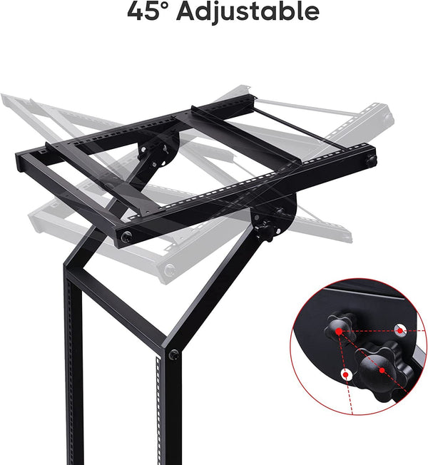 12U Adjustable Audio Rack Mount Studio Equipment Rolling Mixer Stand Stage Cart