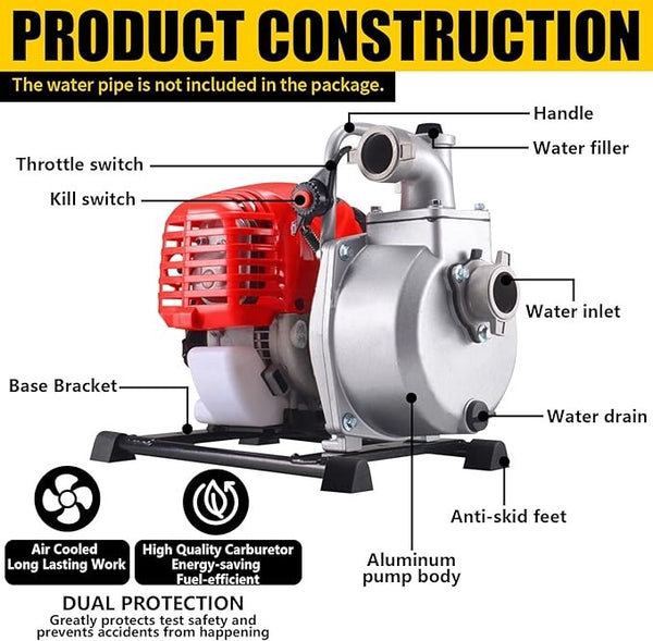 1 Inch 1.7HP Petrol High Flow Water Transfer Pump Irrigation Fire Petrol 42.5CC