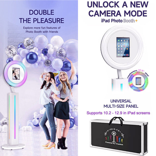 175cm 360° Photo Booth Machine Selfie Digital Portable PhotoBooth with LED Light