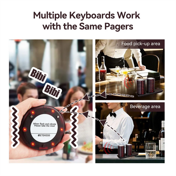 Restaurant Pager Wireless Calling System Vibrator Paging Device Bell Cafe Beeper