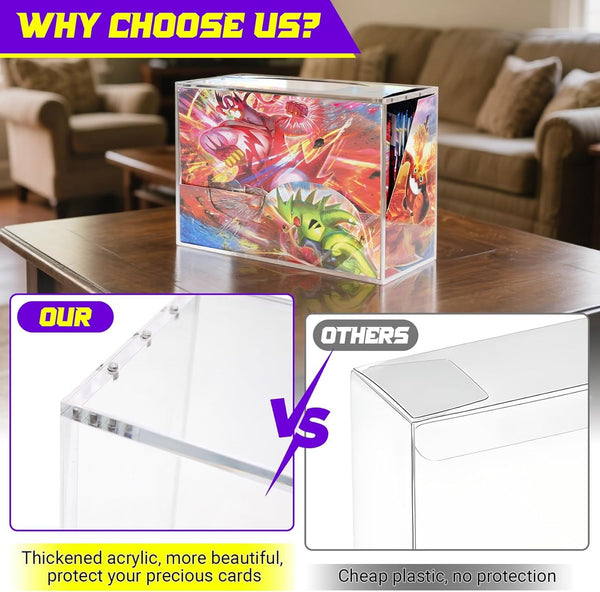 Premium Acrylic Display Case Pokemon Elite Trainer Box Booster Box Magnetic Lid